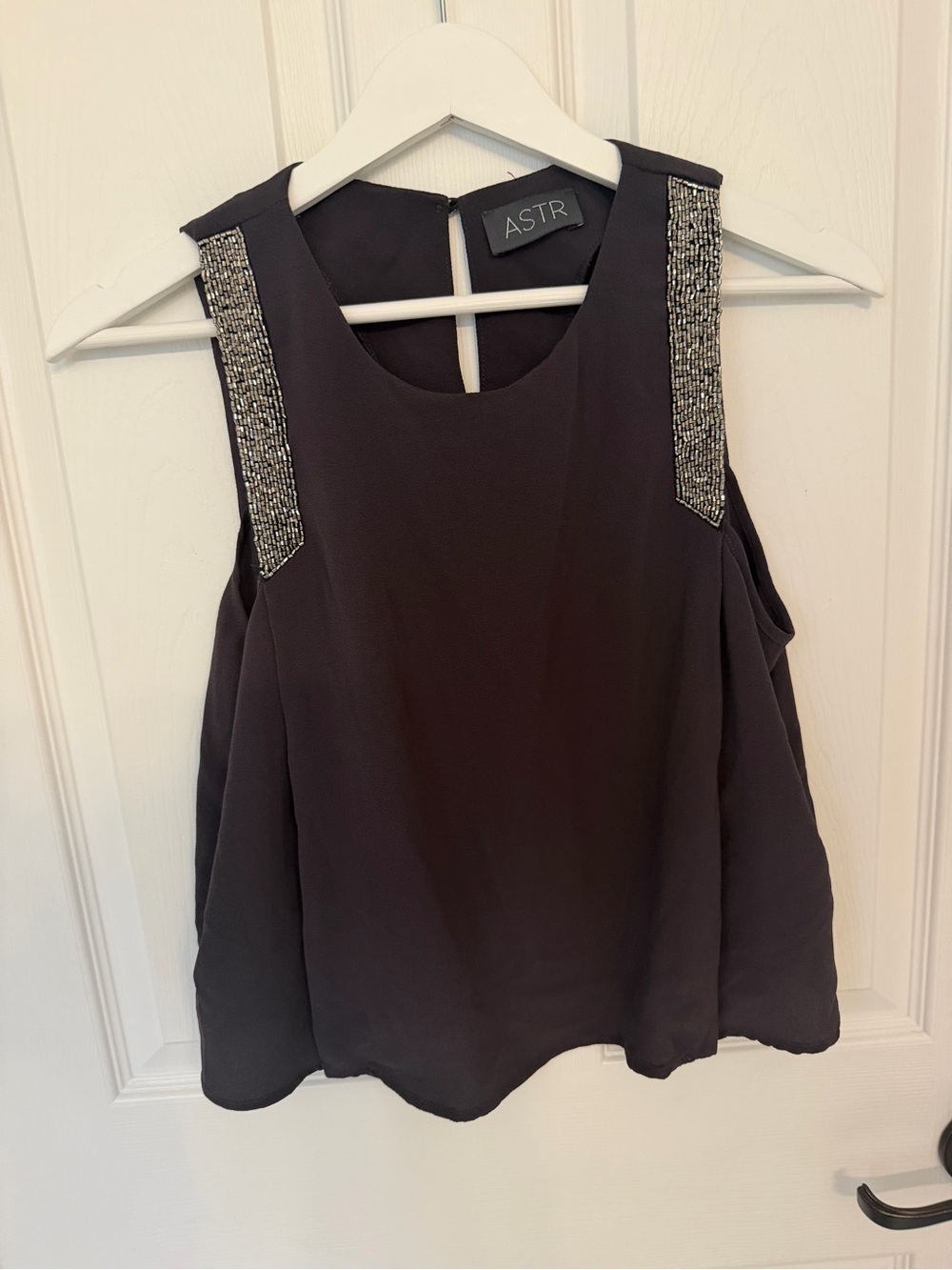 ASTR THE LABEL small beaded shoulder blouse tank top women embellished flowy